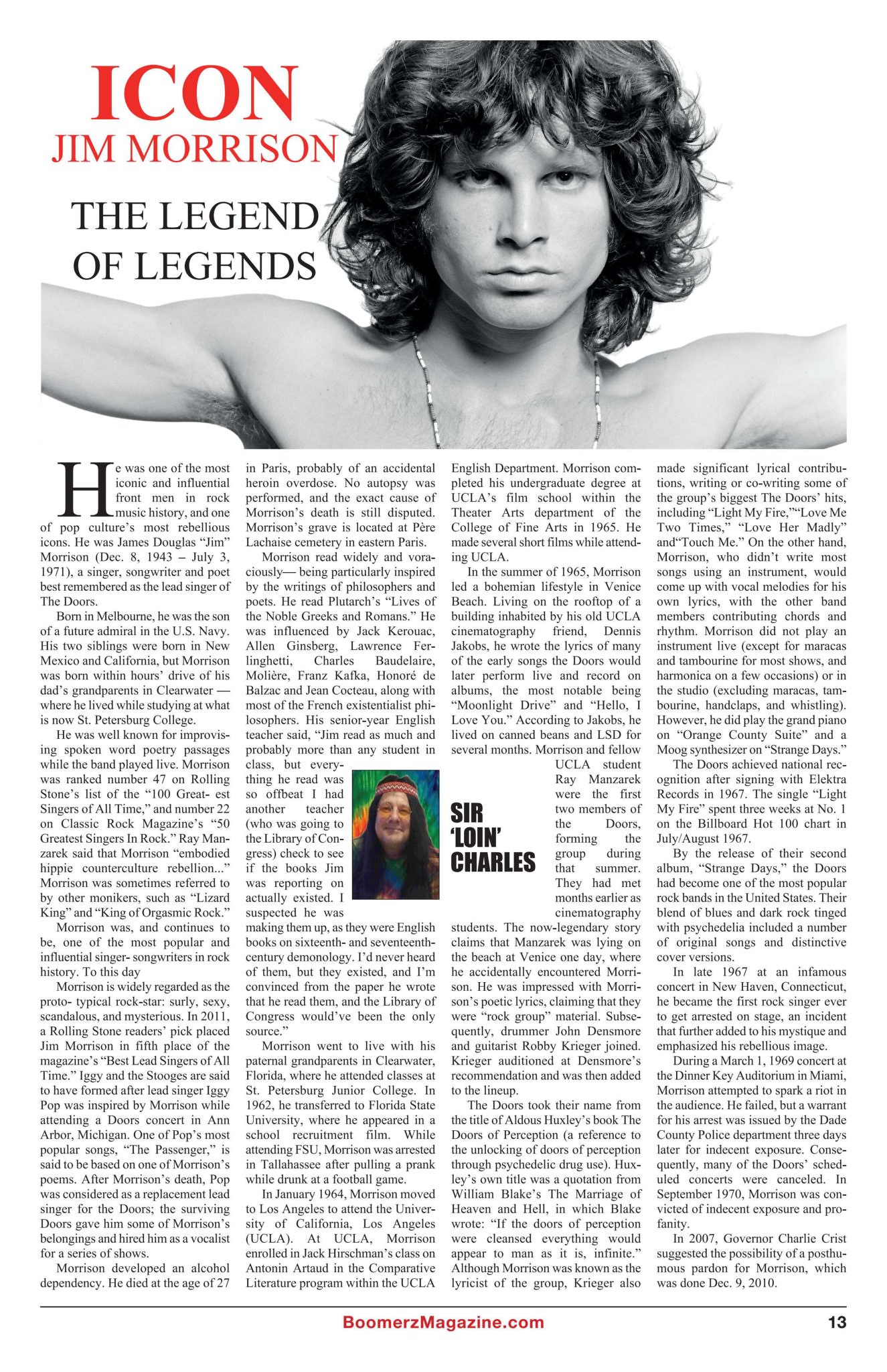 Boomerz Magazine 2018 November Icon Jim Morrison