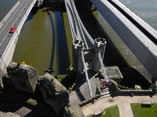 Three different bridges lead to Conwy Castle in Wales