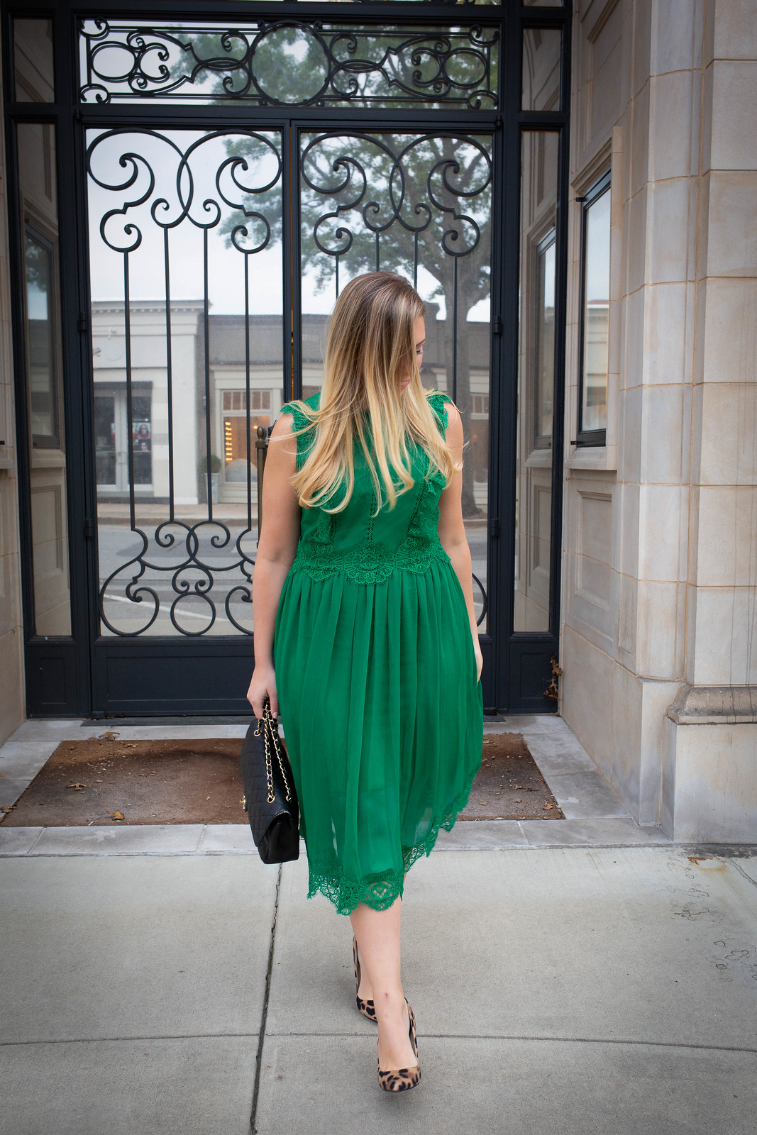 Move Over Red, I'm Going Green for Christmas | Ted Baker London Porrla Midi Dress Greenwich Ave Greenwich CT