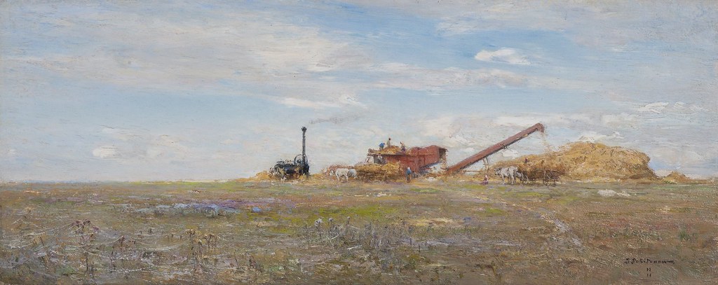 Иван Похитонов «Паровая молотилка», 1915 г.