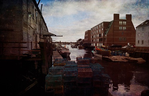 light color layers layering photoshop fishing waterfront boats lobstering portland maine oldport harbor grunge landscape seascape