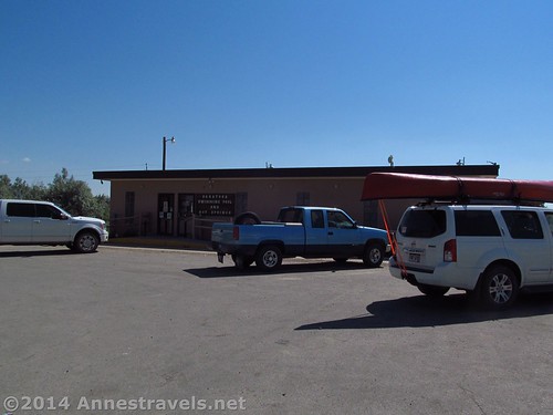 The parking area at the Hobo Pool, Saratoga, Wyoming