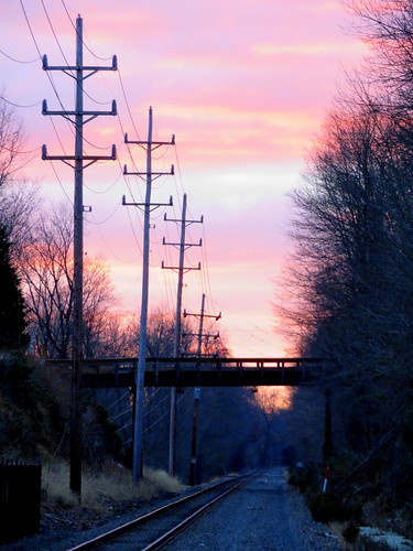 nj sunrise dawn train tracks bridge north branch transit telephone pole
