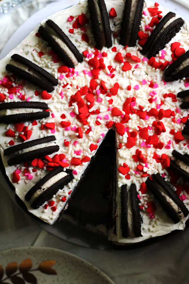Chocolate and Candy Cane Crunch Layer Cake