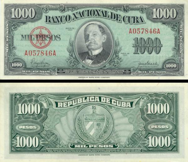 1000 Pesos Kuba 1950 P084a