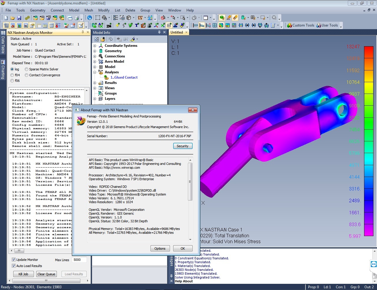 Working with Siemens FEMAP v12.0.1 with NX Nastran x64 full license