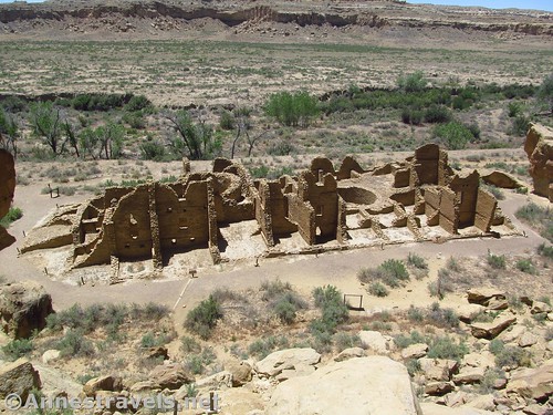 Looking down on Kin Kelso from near the exit from the slot on the Pueblo Alto Trail, Chaco Culture National Historical Park, New Mexico