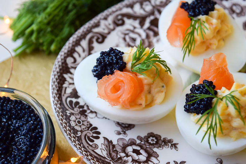 Devilled Eggs with Smoked Salmon & Caviar