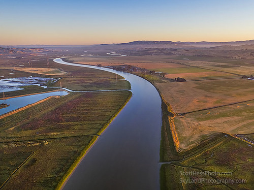 river winding home looking upstream petaluma from drone 6am