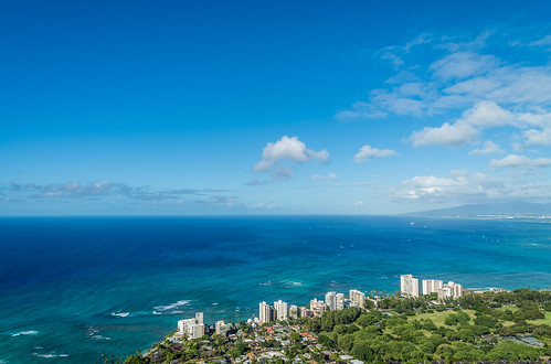beach blue clouds dimondhead hawaii landscape oahu sand sky summer travel water waves honolulu unitedstates us