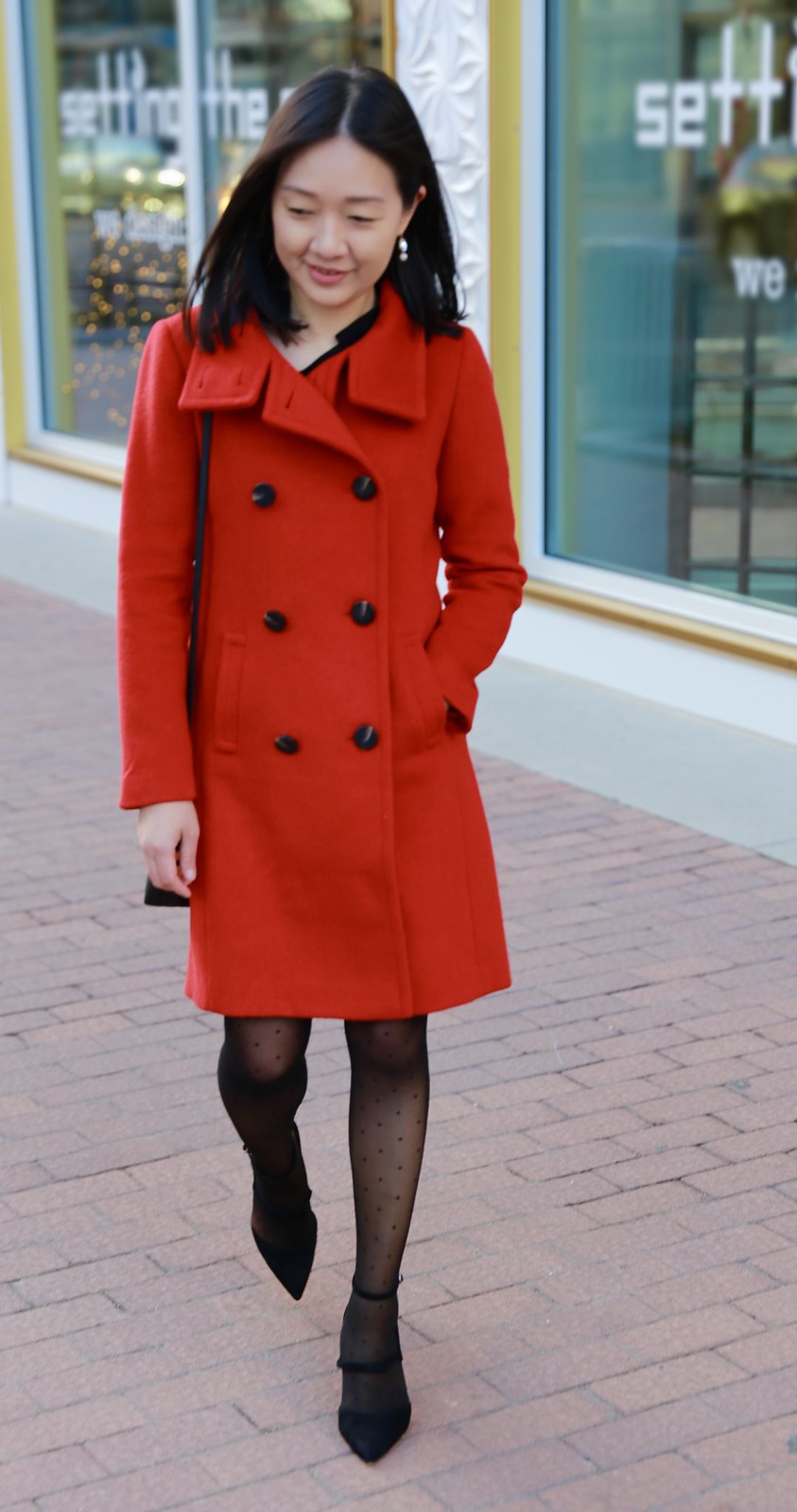 Red Statement Coat + Bow Details