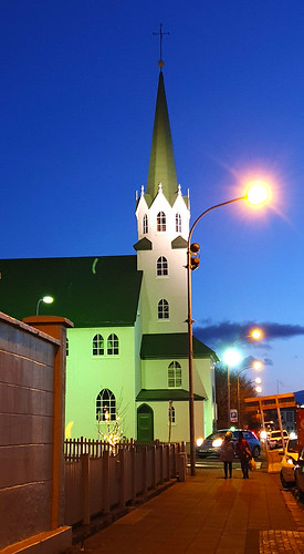 church frikirkjan night reykjavik urban iceland
