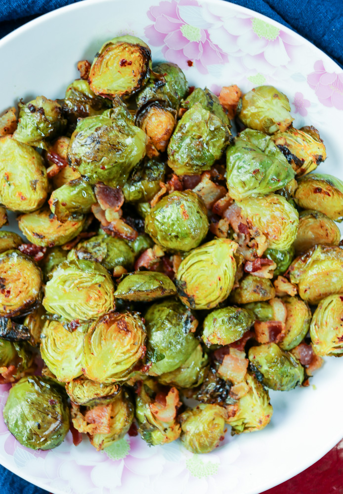How to make Roasted Brussel Sprouts with bacon and harissa