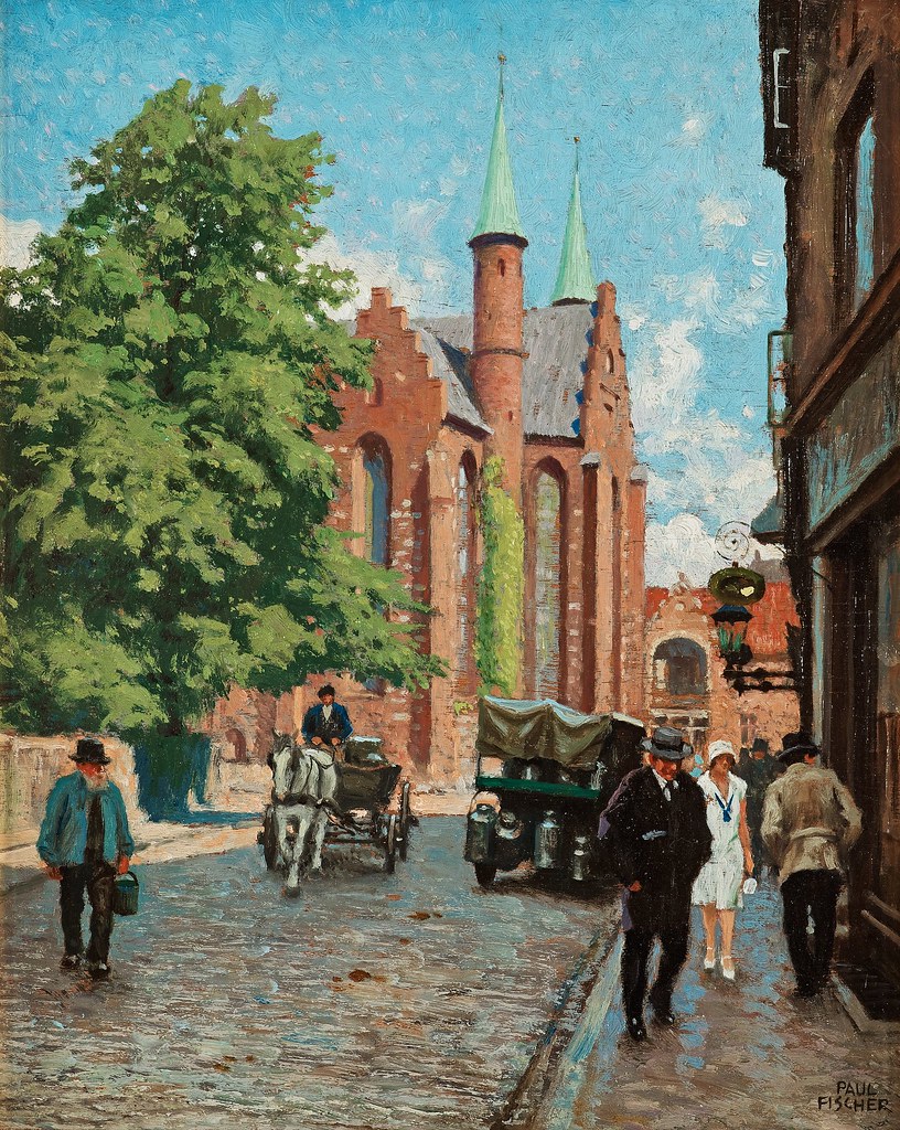 Paul Gustav Fischer «Street view at Helligåndskirke»