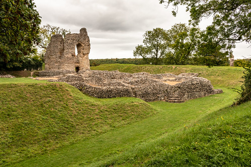 ludgershall castle royal residence ruins wiltshire england architecture earthwork stonework defensive bank ditch grass tree sky landscape