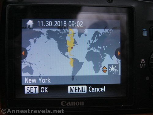 Setting the time zone on the Canon PowerShot SX150