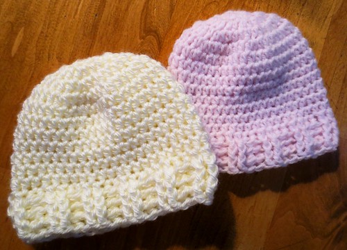 Crocheted Ribbed Band Baby Hats