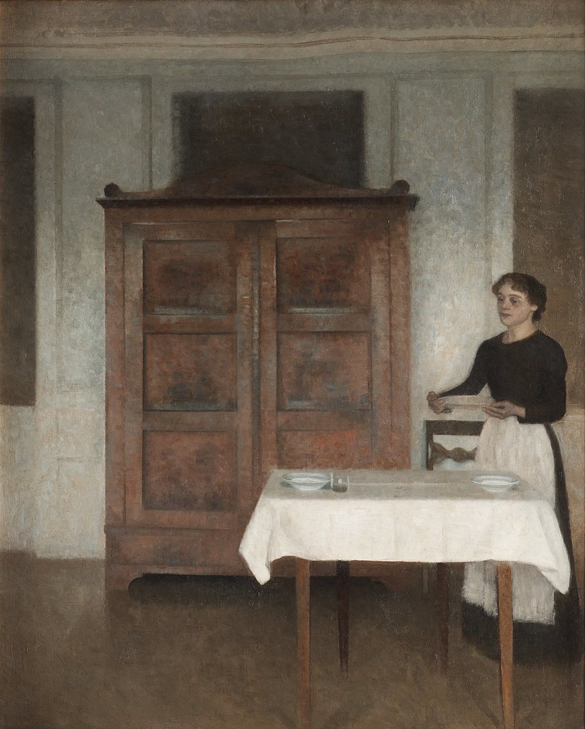 Vilhelm Hammershoi «Pigen daekker Bord», 1895 г.
