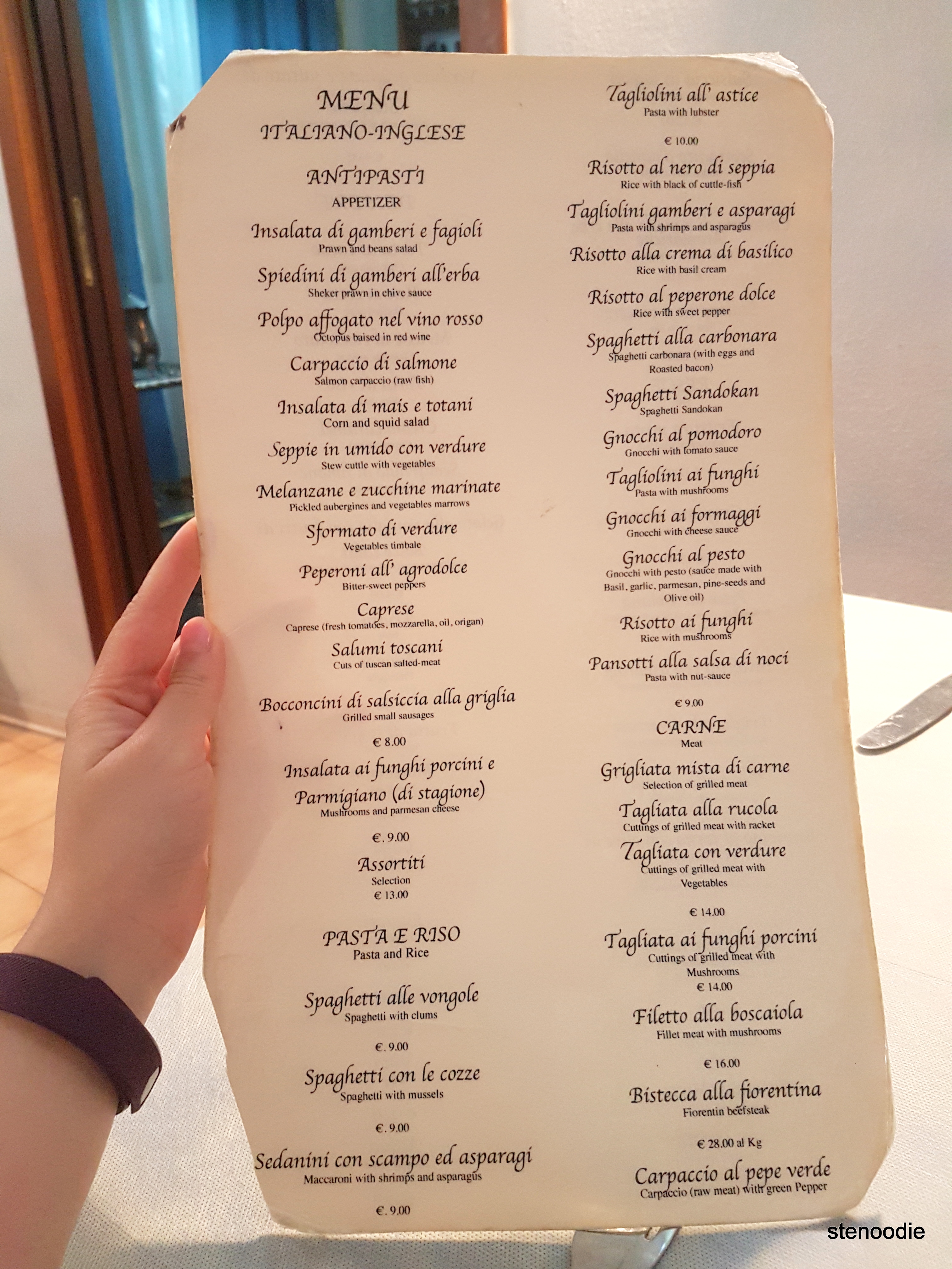 Ristorante Lo Schiaccianoci menu and prices