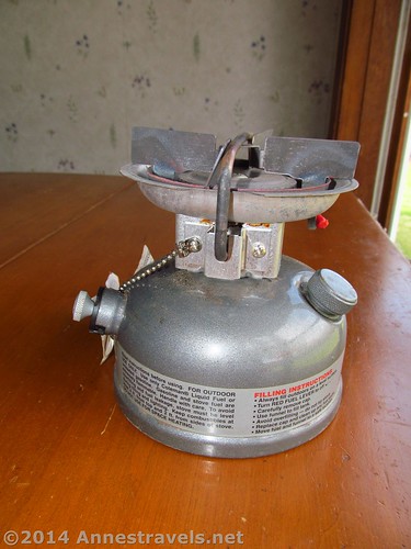 Back view of the Coleman Dual Fuel One-burner Campstove