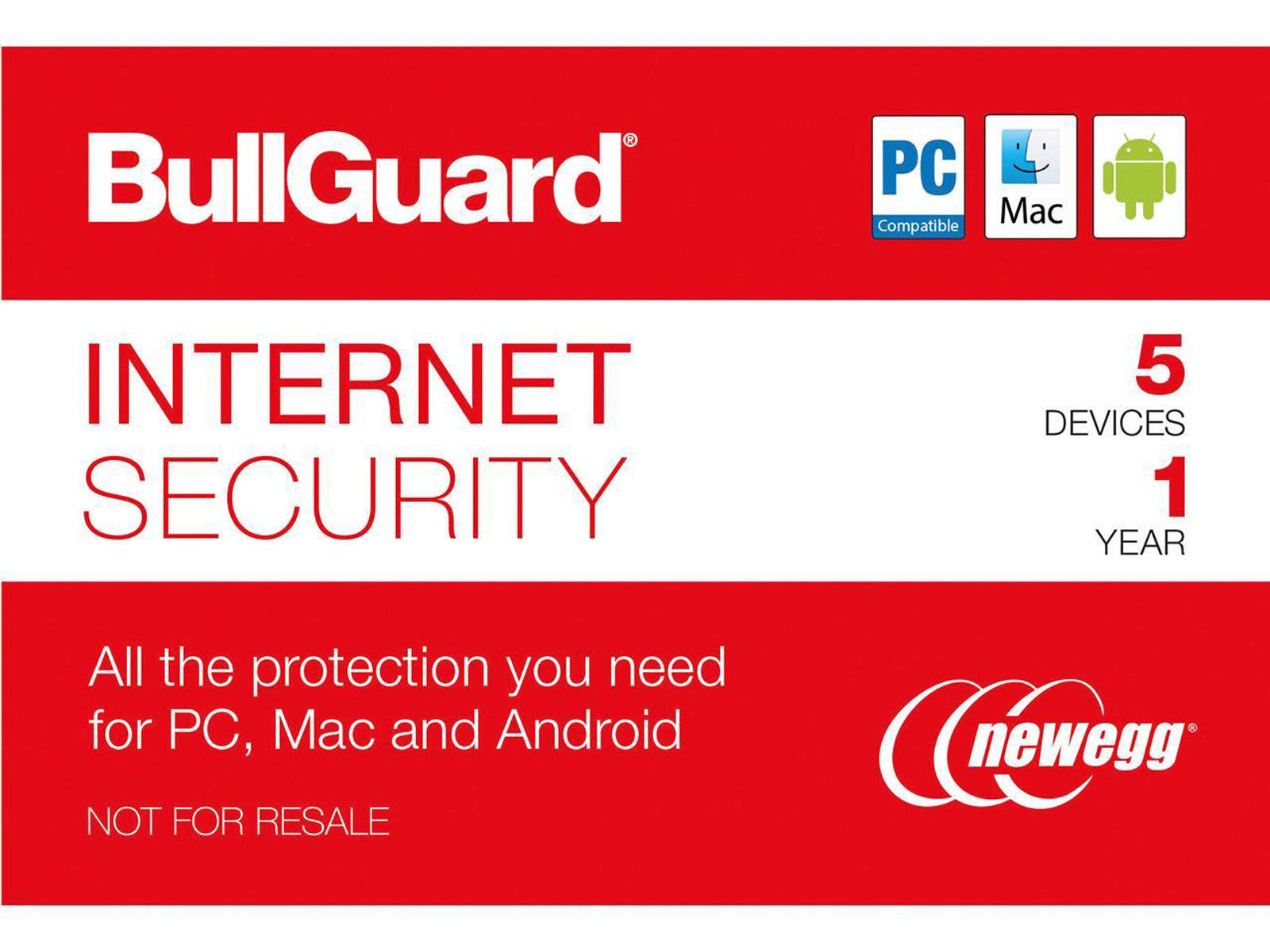 Mac or Android BullGuard Internet Security 2019-5 Device // 1 Year PC