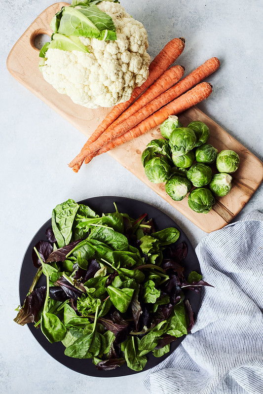 Mixed Greens Salad with Steam Fried Veggies and Lemon Basil Vinaigrette {Paleo, Vegan, Whole30, Keto}