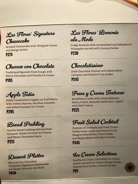 Las Flores, dessert menu