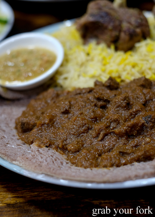Qay wat beef curry at Salam Cafe Somali and Ethiopian restaurant in Auburn
