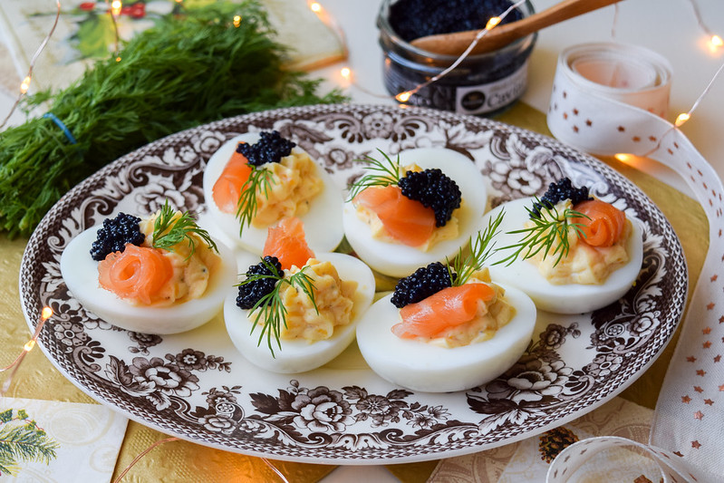 Devilled Eggs with Dill, Smoked Salmon & Caviar
