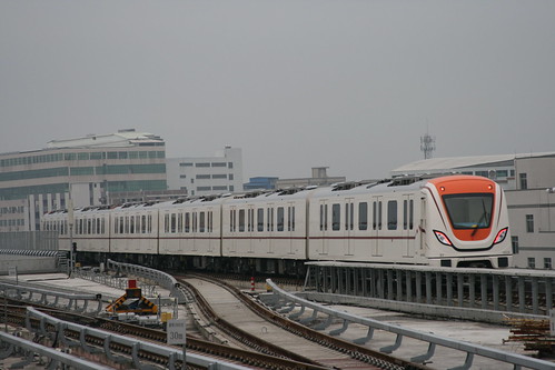 Guangzhou Metro B series(Line 14) near Xinhe.Sta, Guangzhou, Guangdong, China /Jan 4 ,2019