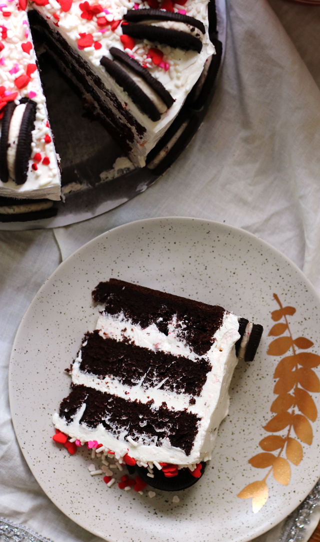 Chocolate and Candy Cane Crunch Layer Cake