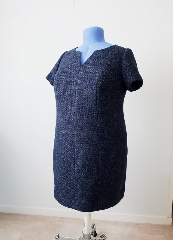 Wool dress on form  side front