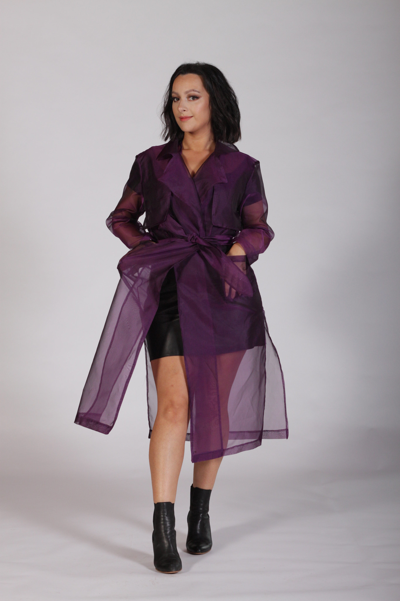 Purple Organza Trench Coat