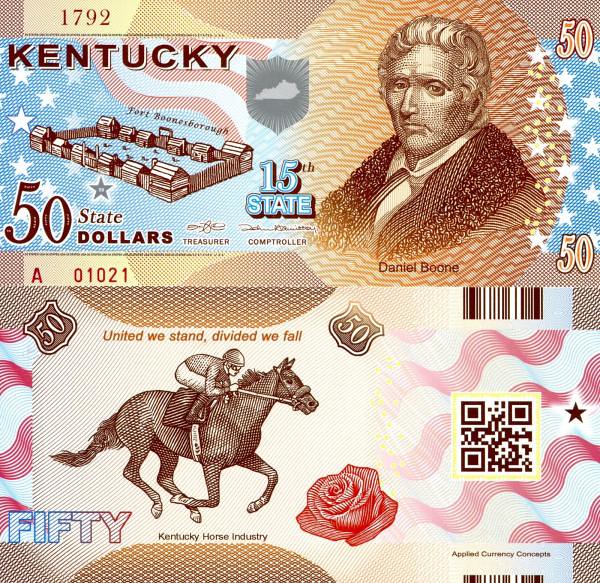 USA 50 Dollars 2015 15. štát - Kentucky polymer