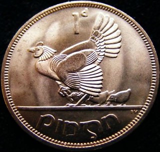 Irish hen on a penny