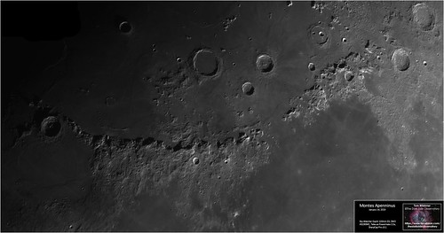 tomwildoner night sky space outerspace skywatcher telescope esprit 120mm apo refractor celestron cgemdx asi190mc zwo astronomy astronomer science canon crater moon lunar weatherly pennsylvania observatory darksideobservatory tdsobservatory solarsystem earthskyscience montes apenninus mountains january 2019