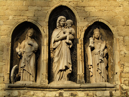 Statues above entrance gate to Tongerlo Abbey in Westerlo