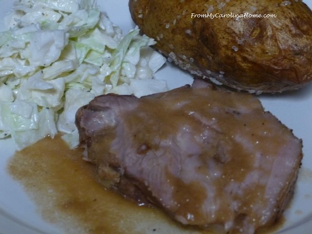 Pork Roast with Garlic Onion Gravy at FromMyCarolinaHome.com