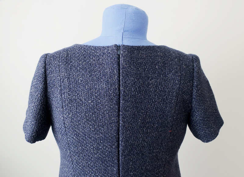 wool dress on form back zipper
