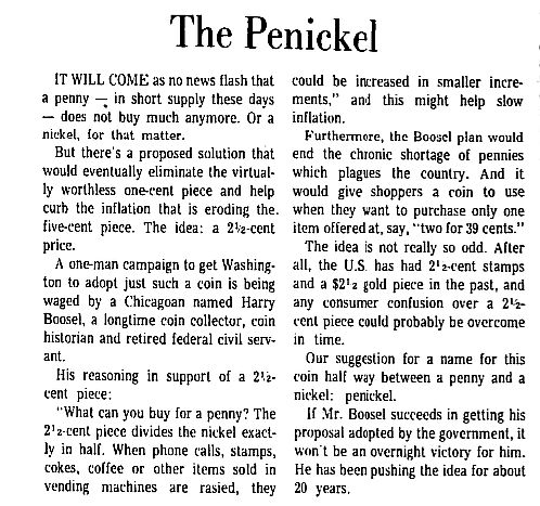 Harry X Boosel article The Penickel Huntsville Times June 20, 1974