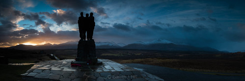 landscape statue monument winter sunrise panorama commandomemorial scotland mountain