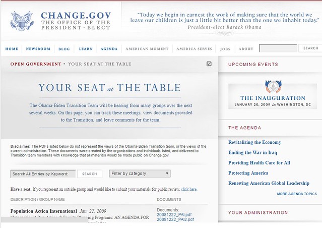 Your seat at the table Obama 2008