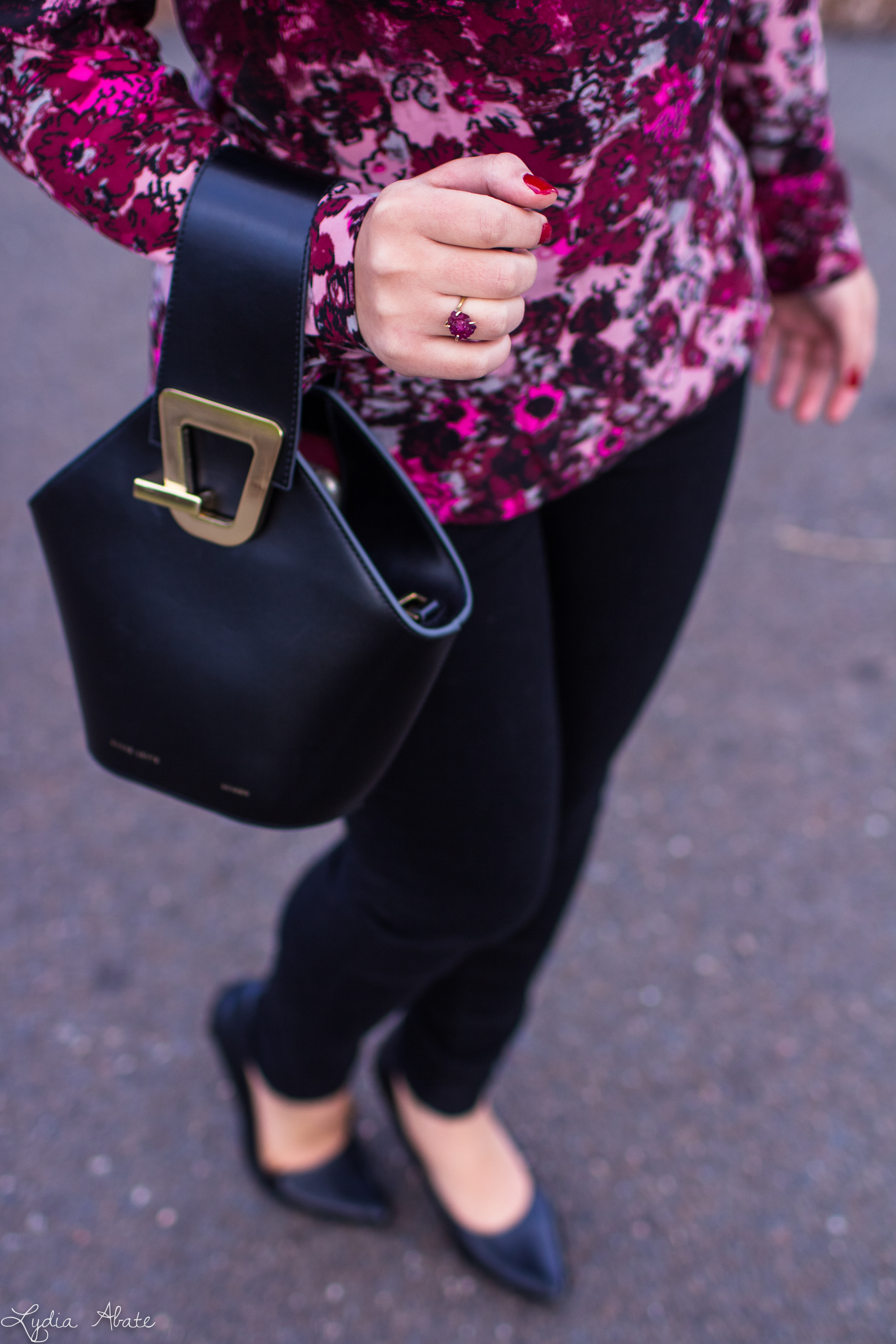 silk floral blouse, black jeans, danse lente bucket bag-8.jpg