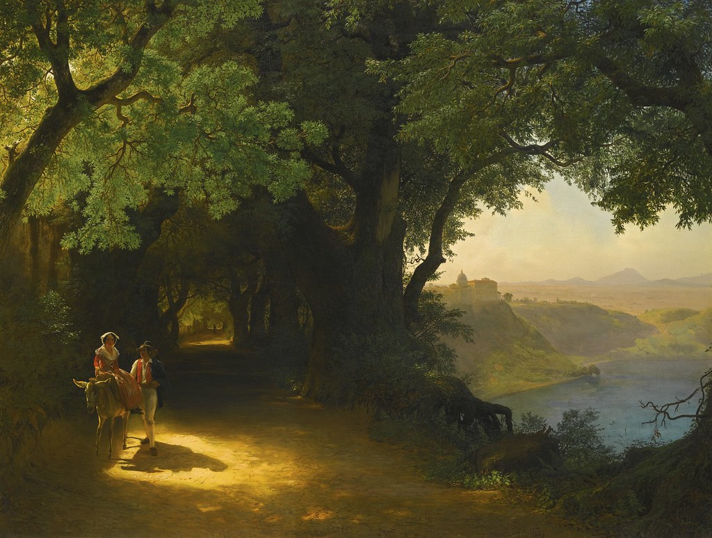 Лев Лагорио «Вид на замок Гандольфо и озеро Альбано», 1857 г.