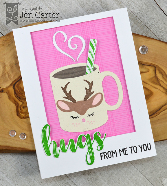 Jen Carter Cozy Plaid Comfy Cocoa Hugs Word Reindeer
