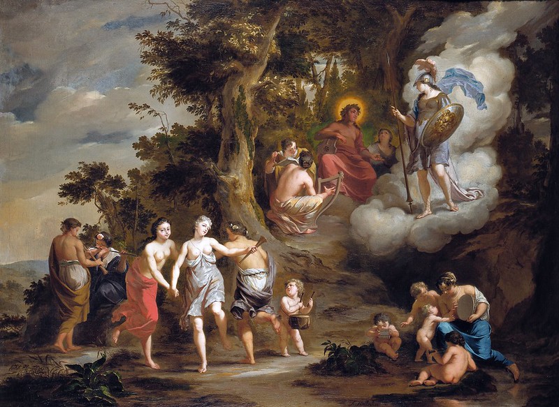 Arnold Houbraken - Pallas Athene Visiting Apollo on the Parnassus (1703)