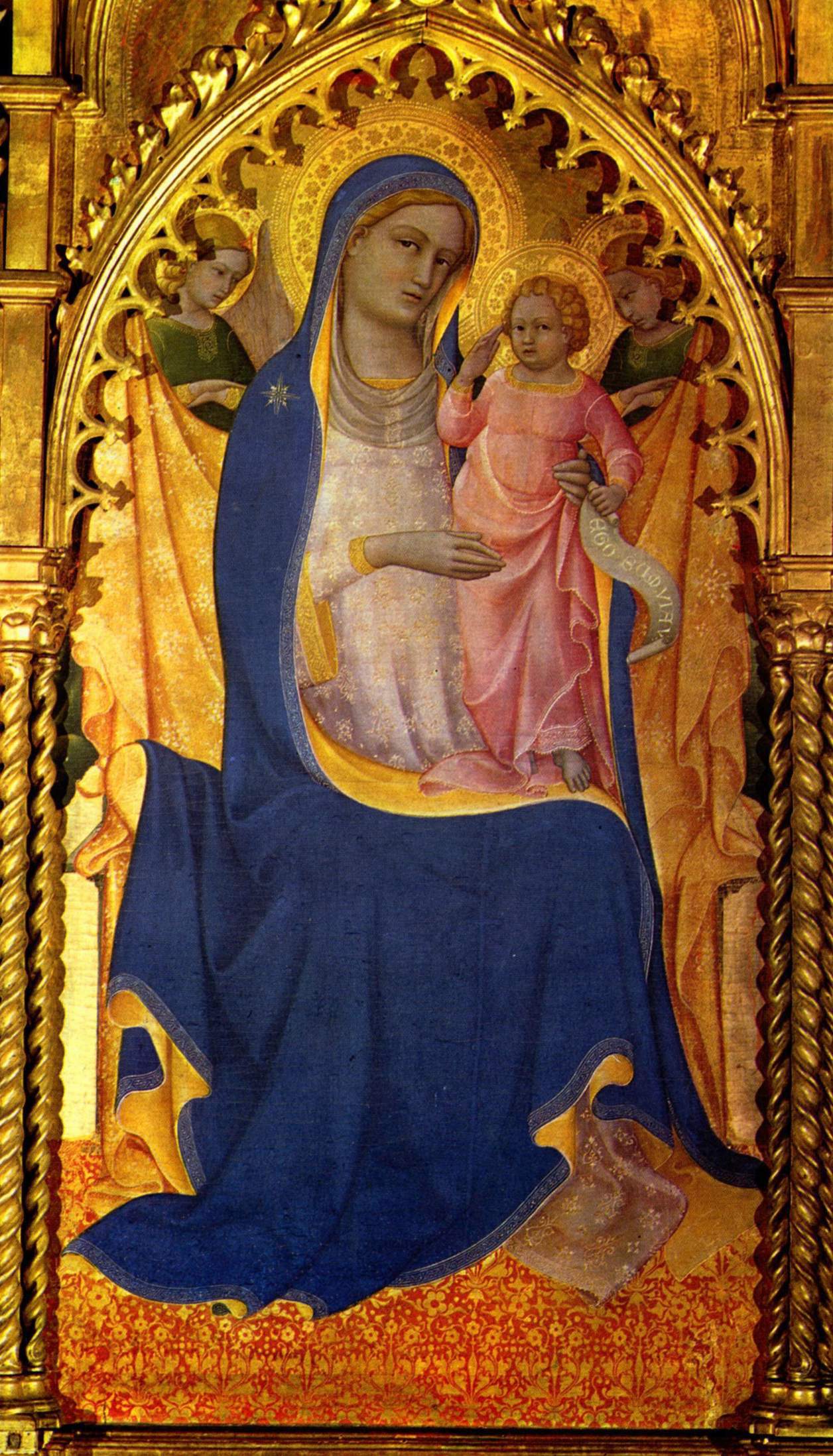 Madonna by Lorenzo Monaco, from the Monte Oliveto-Altar, Mitteltafel, tempera on wood, circa 1410. Currently in the collections of Palazzo Davanzati, Florence, Italy.