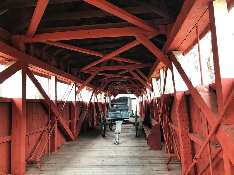 Conestoga wagon on Trostletown Covered Bridge