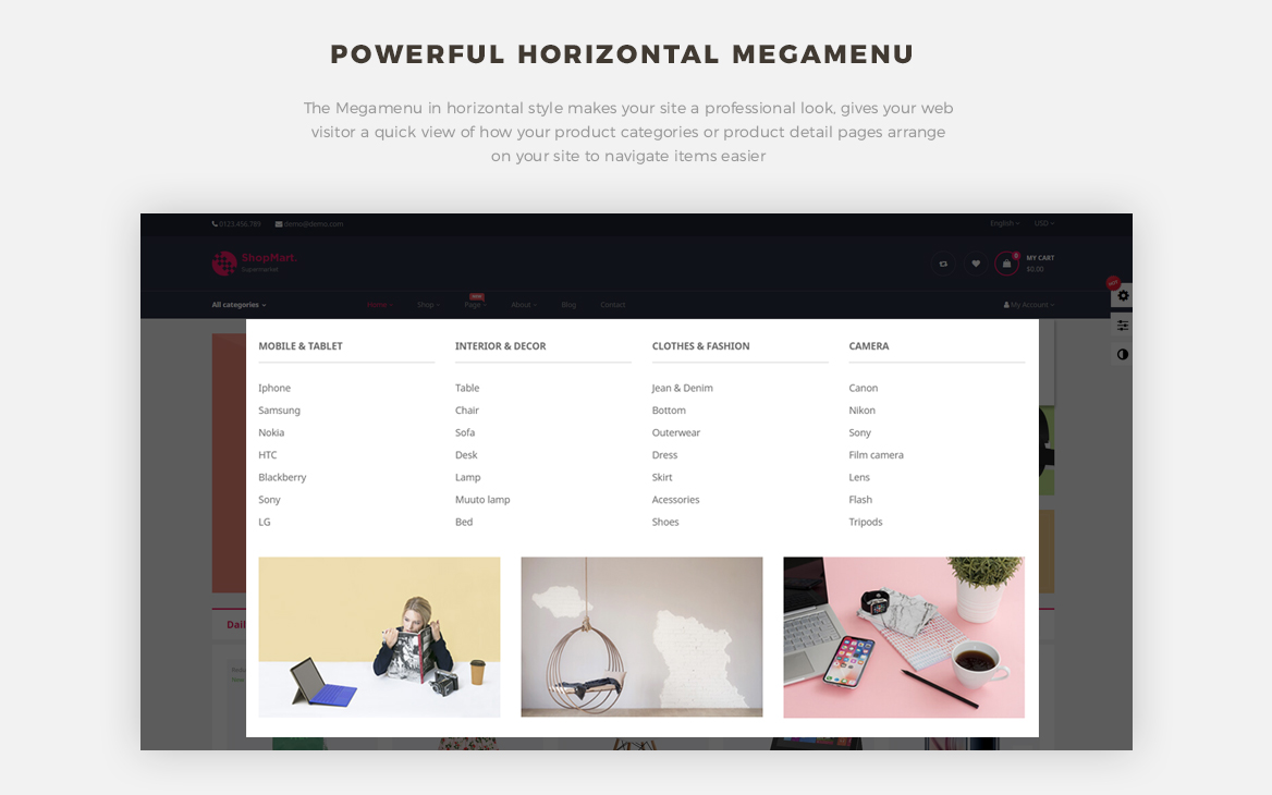 horizontal megamenu - Leo Shopsmart for Hitech, Electronics store