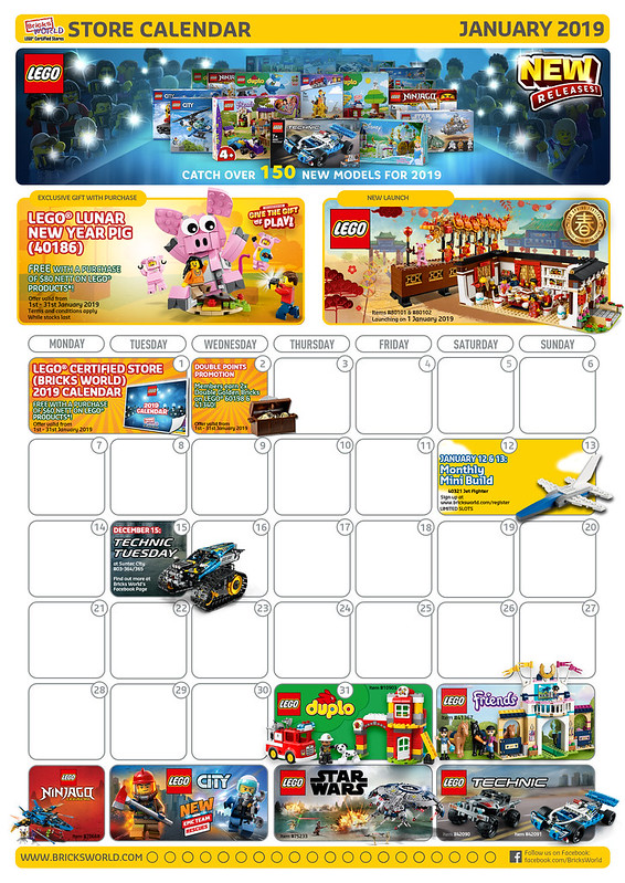January 2019 LEGO Certified Store Calendar -
